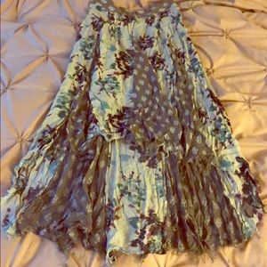 Free People Patchwork Asymmetrical High Low Skirt